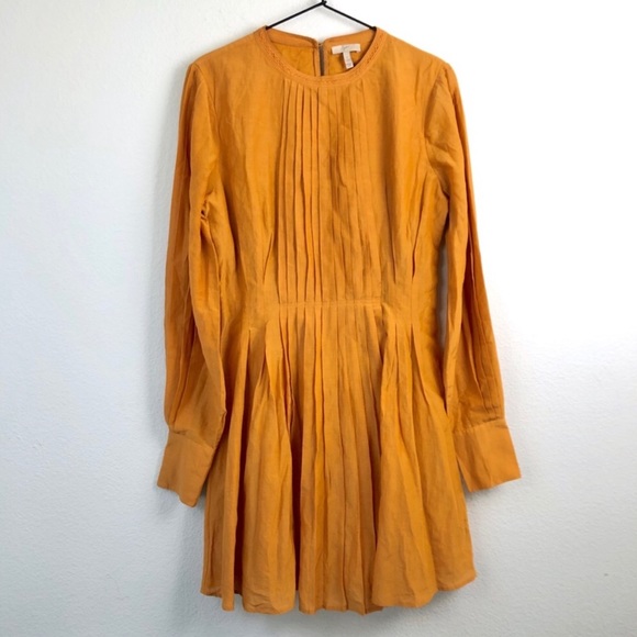 Joie Dresses & Skirts - Joie Long Sleeve Pleated Mini Dress Mustard Yellow